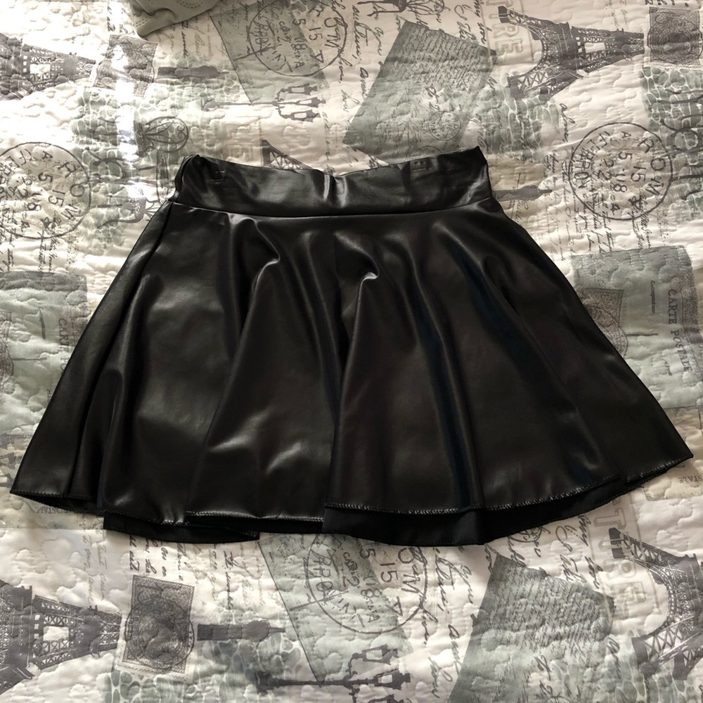 Faux leather skater skirt